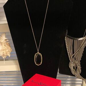Gold Necklace with Black Stone/Pendant 
Brand New In Box